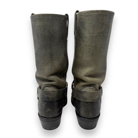 FRYE Harness 12R Leather Western Moto Boot Charcoal Black Square Toe 10 Women’s - Picture 5 of 10
